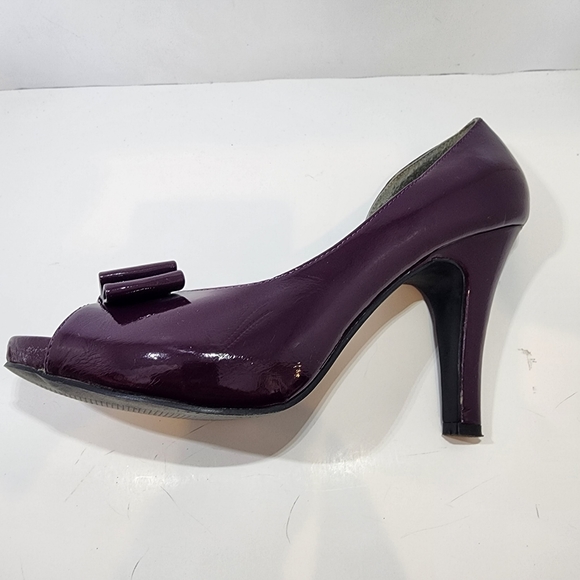 Purple open toe heels with bow - Picture 3 of 5